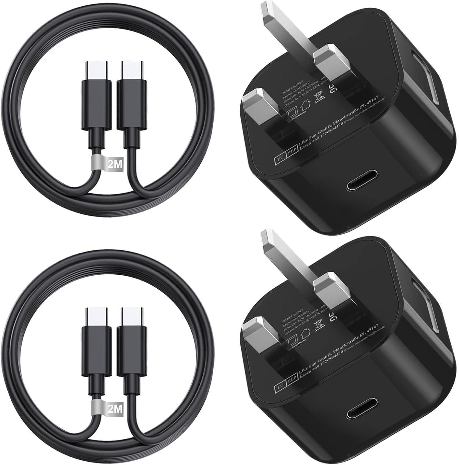 Samsung 25W USB C Fast Charger Plug and 2M Cable for Galaxy S24/S23 Ultra/S23+/S23/S22/S21/S10/A13/A14/A53/A54 5G - 2Pack Super Fast USB Type C Phone Charger