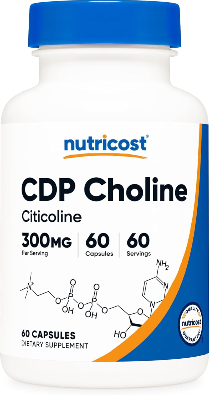 Nutricost CDP Choline (Citicoline) 300mg, 60 Veggie Capsules - Non-GMO, Vegan Friendly, Gluten Free