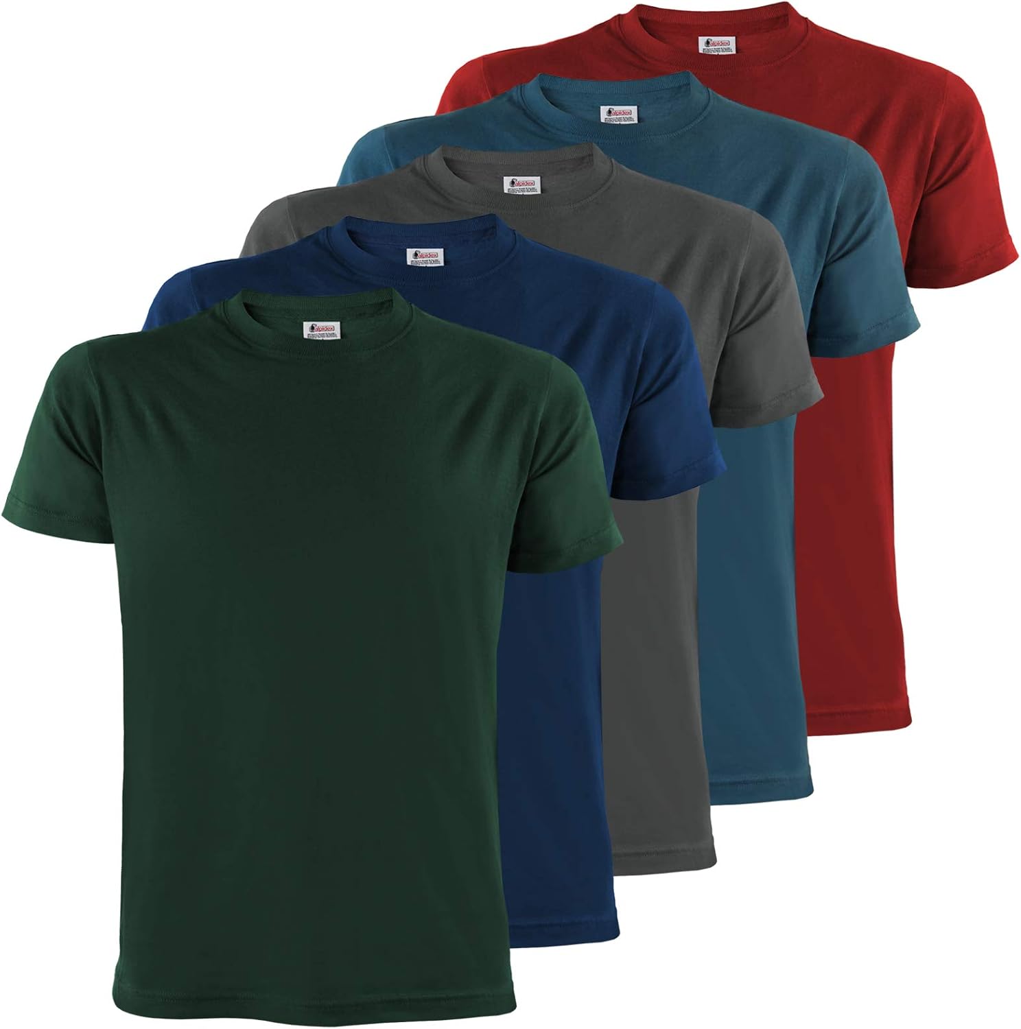 ALPIDEX Men's T-Shirts Pack of 5 with Round Neck, Plain Size S M L XL XXL 3XL 4XL 5XL