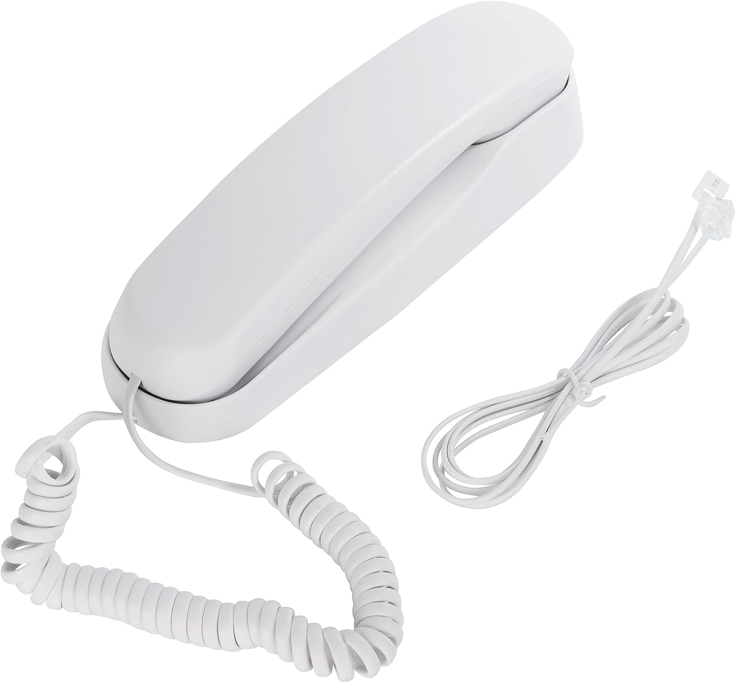 White OF-990 Slimline Telephone Wall-Mountable Basic Corded Telephone No AC Power Required, Corded Home Phone