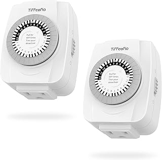 Indoor Mechanical Outlet Timer, 3 Prong Timers for Electrical Outlets, 24-Hour Programmable Plug in Light Timer, ETL Listed (2 Pack)