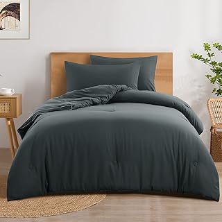 RUIKASI Comforter All Season Twin XL Size - Soft Down Alternative, Fluffy & Lightweight, Cooling Anthracite Grey Duvet with Corner Tabs, 68x92 inches, Machine Washable