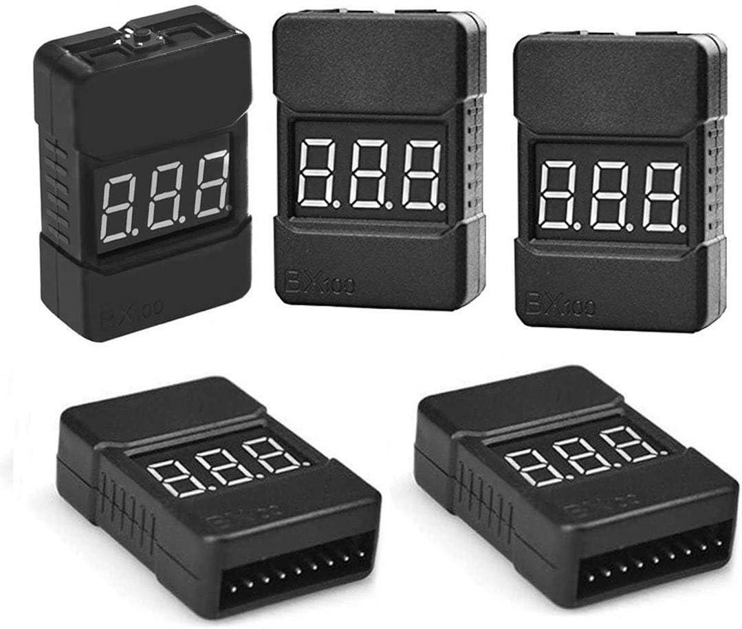 5Packs 2in1 1-8s Lipo Li-ion Battery Voltage Tester Check, Monitor RC Low-Voltage Buzzer Alarm for 1-8s Lipo/Li-ion/LiMn/Li-Fe