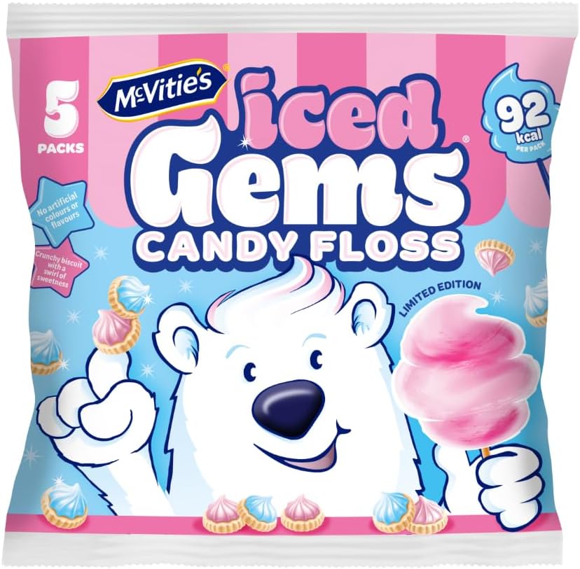 McVitie's Iced Gems Candyfloss Multipack Biscuits, 115 g (Pack of 1)