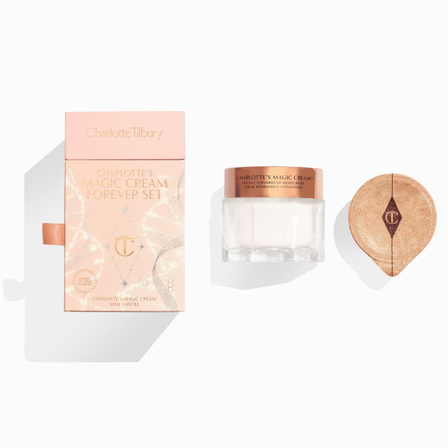 Charlotte Tilbury Charlotte's Magic Cream Forever Set - Firming & Hydrating Face Cream with Vitamins C & E, Peptide Complex & Hyaluronic Acid - Includes Refill Capsule