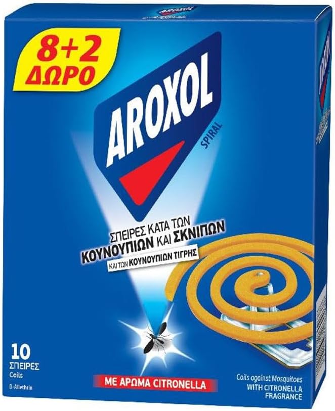 Aroxol Insect Repellent Coils with Citronella Incense for Mosquito (& Tiger) Midges Flies Bugs