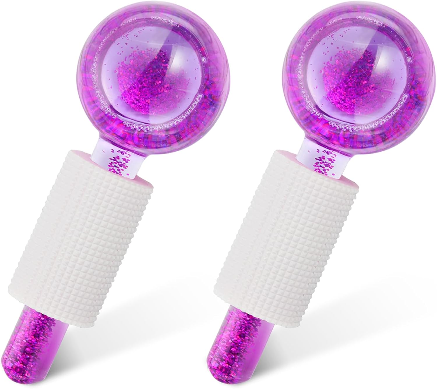 Ice Globes for Facial, Cooling Globes Set for Eye & Neck, Cold Glass Ice Roller Ball, Cryo Sticks Face Globes, Tighten Skin, Reduce Puffiness and Dark Circles, Enhance Circulation, Purple