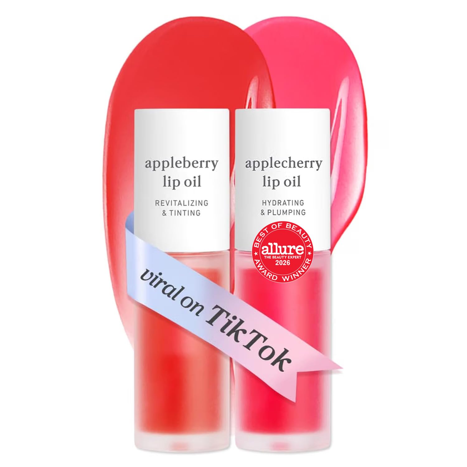 NOONI Korean Lip Oil Set - Appleberry & Applecherry - Plumping Lip Gloss
