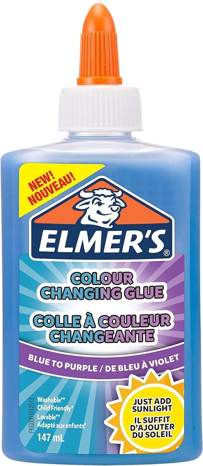 Elmer's Colour Changing PVA Glue | Blue to Purple | 147 ml | Washable & Kid Friendly| Great for Making Slime | 1 Count