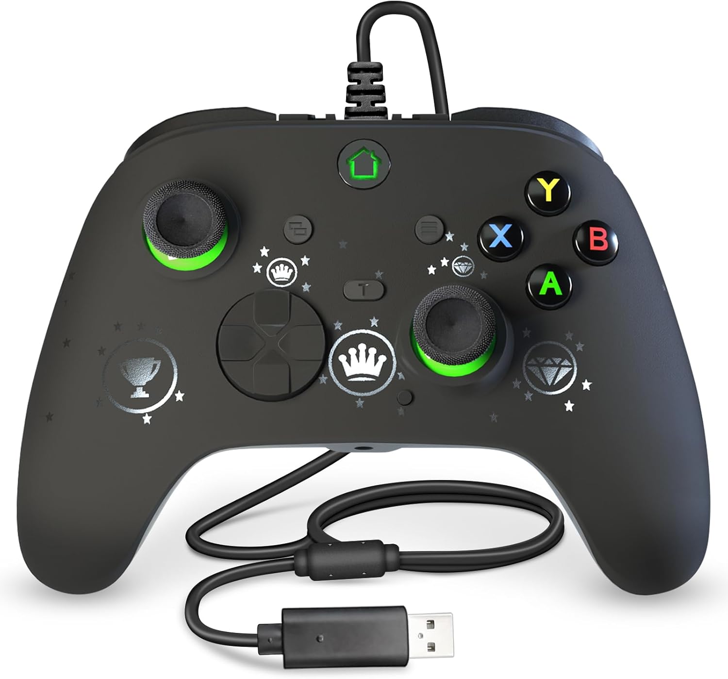 falafaso Controller PC, Wired USB Gaming Controller for PC 10 and Steam Platforms, Game Joystick with Dual-Vibration, Turbo, Programmable, RGB LED Light and 3.5mm Stereoscopic Jack