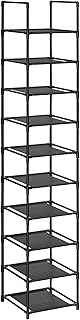 SONGMICS Shoe Rack, 10 Tier Shoe Shelf, Shoe Storage Organizer, Space-Saving, 13 x 13 x 68.1 Inches, Metal Frame, Non-Woven Fabric Shelves, for Entryway, Bedroom, Black ULSR110B02