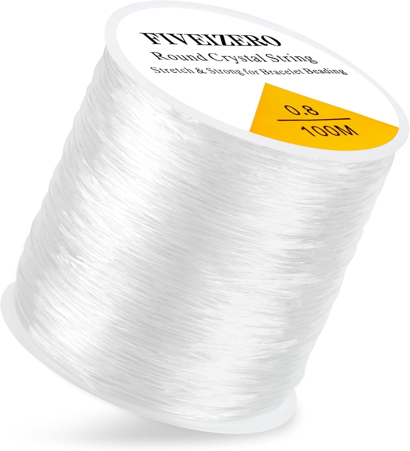 1 Rolls FIVEIZERO Elastic Bracelets String Cord,0.8 Round Crystal Elastic String for Bracelets Necklace Beading & Jewelry Making, White Transparent Stretch Bead Cord Thread