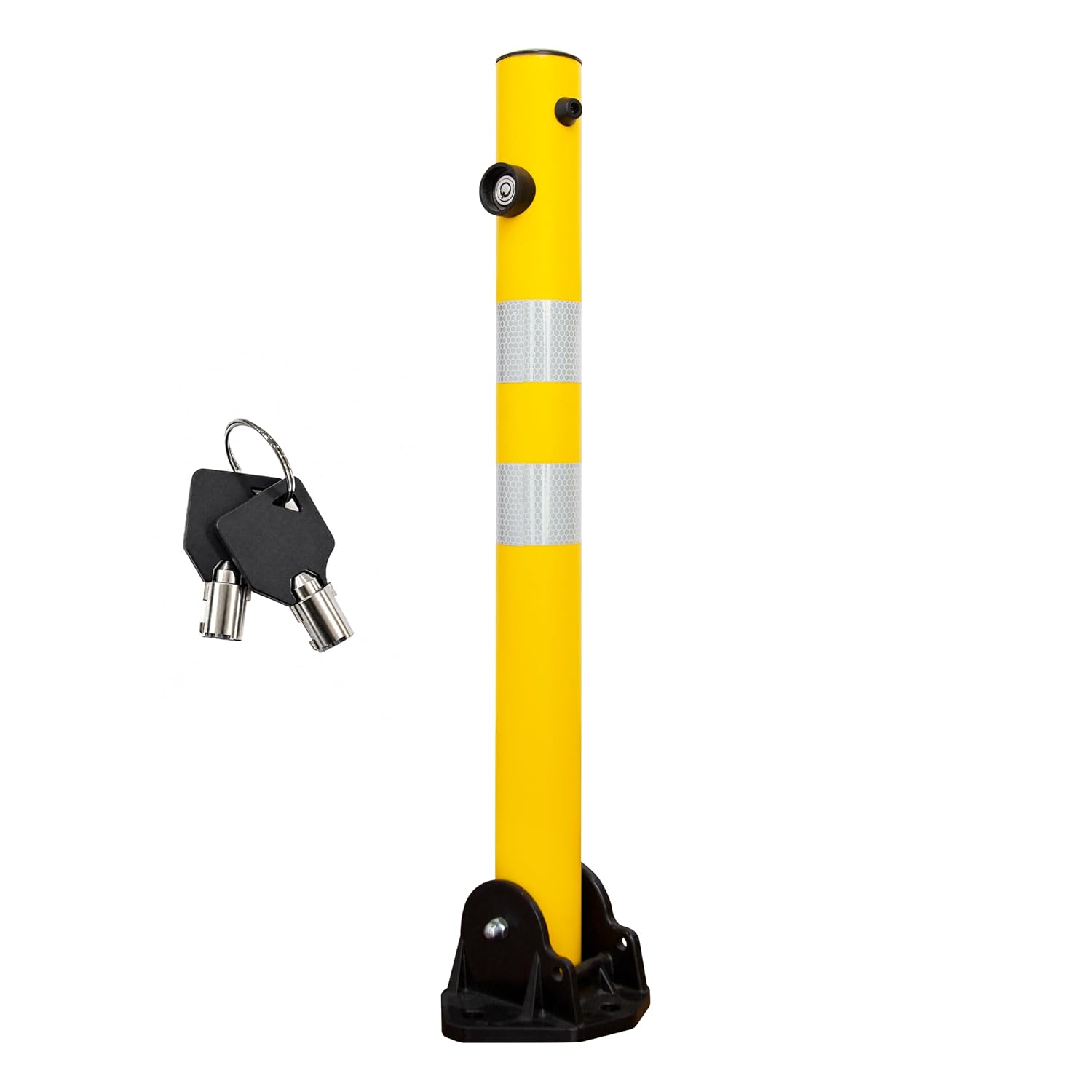 Berry Reflective Parking Barrier - Yellow | 65CM Easy Operate Anti Manual Lock | Plastic Anti Parking Bollard | Screw Fixing Parking Barrier Post with Key Lock (1)
