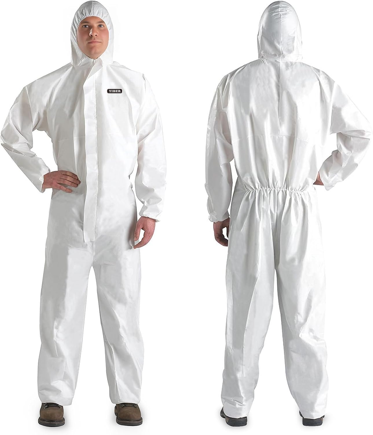 Hazmat suit, Disposable coveralls for Painting, Ideal Halloween Cosplay Hazmat Costume, White, Medium, 1