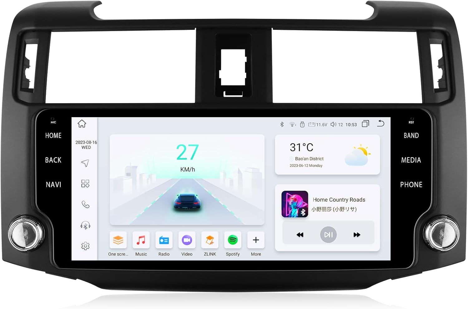 8Core 4GB+32GB 10.33" Android Car Stereo Radio fit for Toyota 4RUNNER 2009-2019 with Wireless Carplay/Android Auto QLED Touchscreen GPS Navigation A/C Control Bluetooth WiFi Weather Display