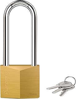 Puroma 1 Pack Keyed Padlock Waterproof Solid Brass Lock, 2.6 Inch Padlock with keys for Sheds, Storage Unit School Gym Locker, Fence, Toolbox, Hasp Storage