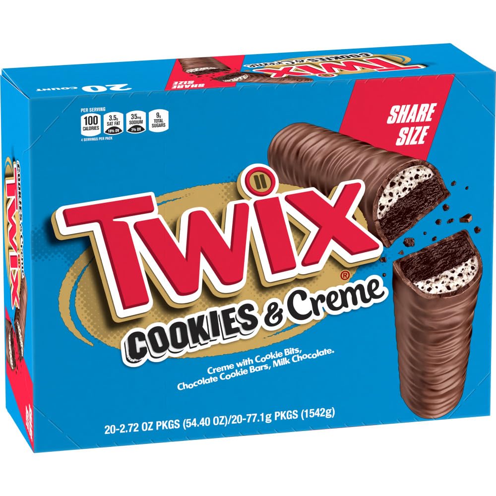 TWIX Cookies & Creme Chocolate Cookie Bar Candy, 4 To Go Size 2.87-Ounce (Pack of 20)