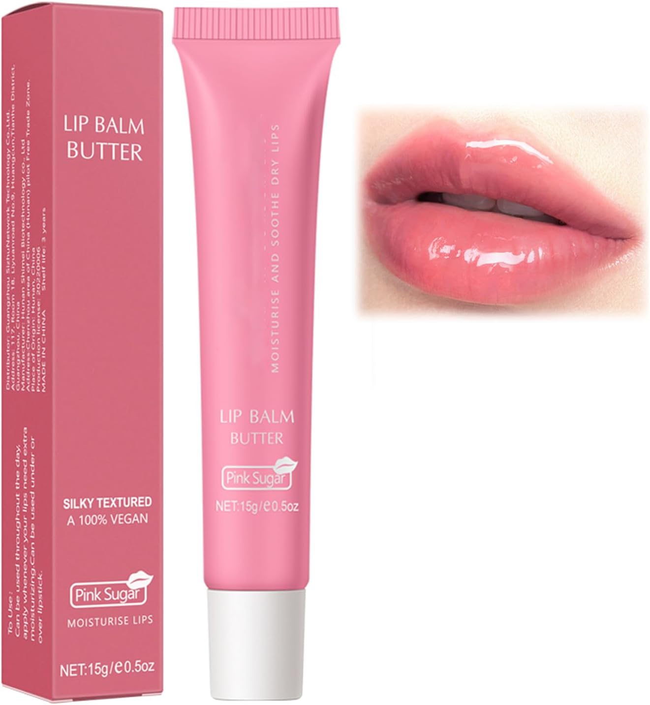 Lip Butter Balm, Instant Lip Mask Hydrating and Nourishing Tinted Lip Balm, Moisture Lip Balm Tube For Dry & Chapped Lips, Lip Care (#6 Pink Sugar)