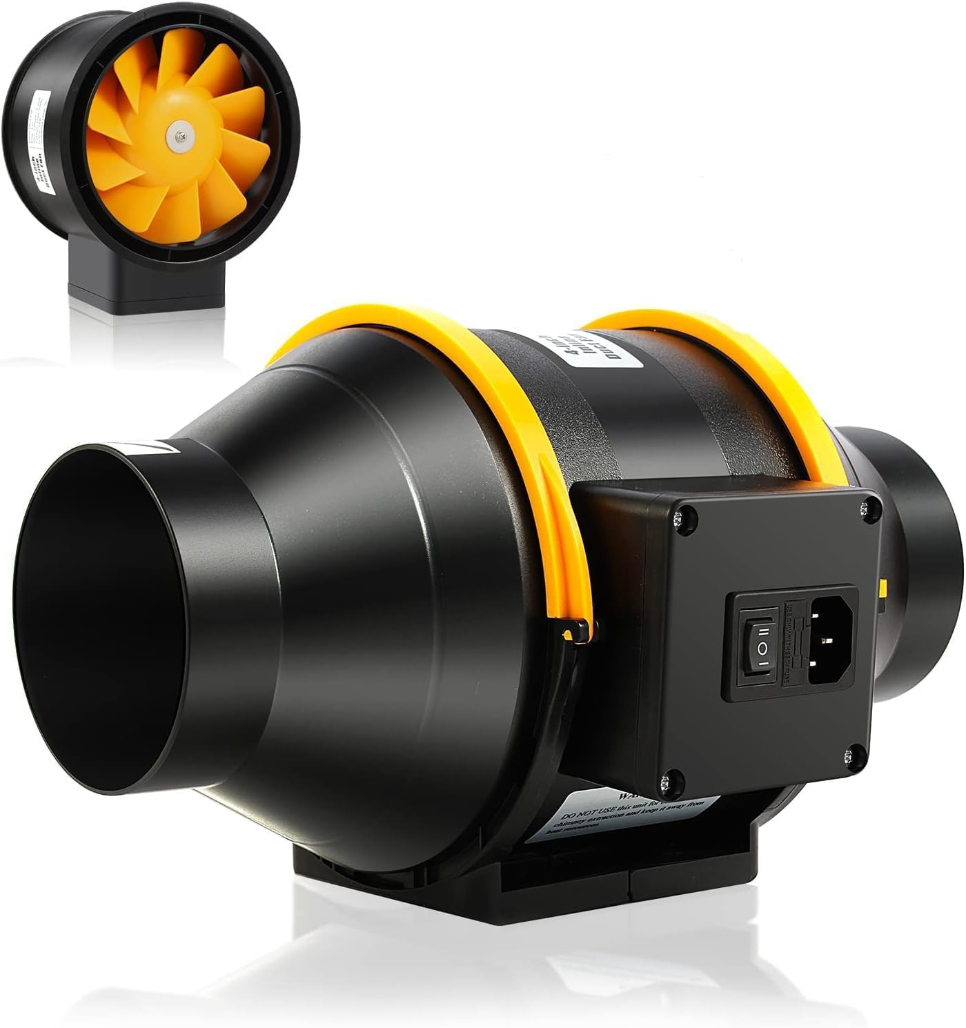 FanGoFast Smoke Inline Extractor Fan 100mm/4 inch with Adjustable Speed Controller and UK Plug, Quiet Ventilation Fan for Bathroom, Office, Grow Rooms (Black, 100mm)