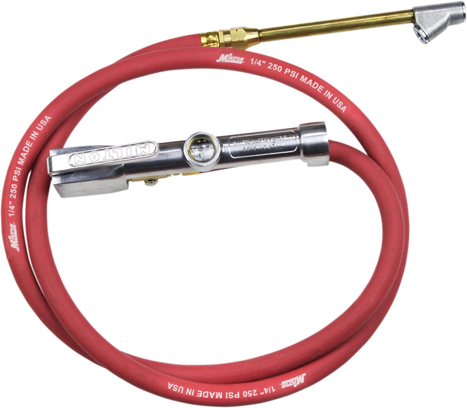 Milton 501 Dual Head Straight Chuck Inflator Gauge , Red