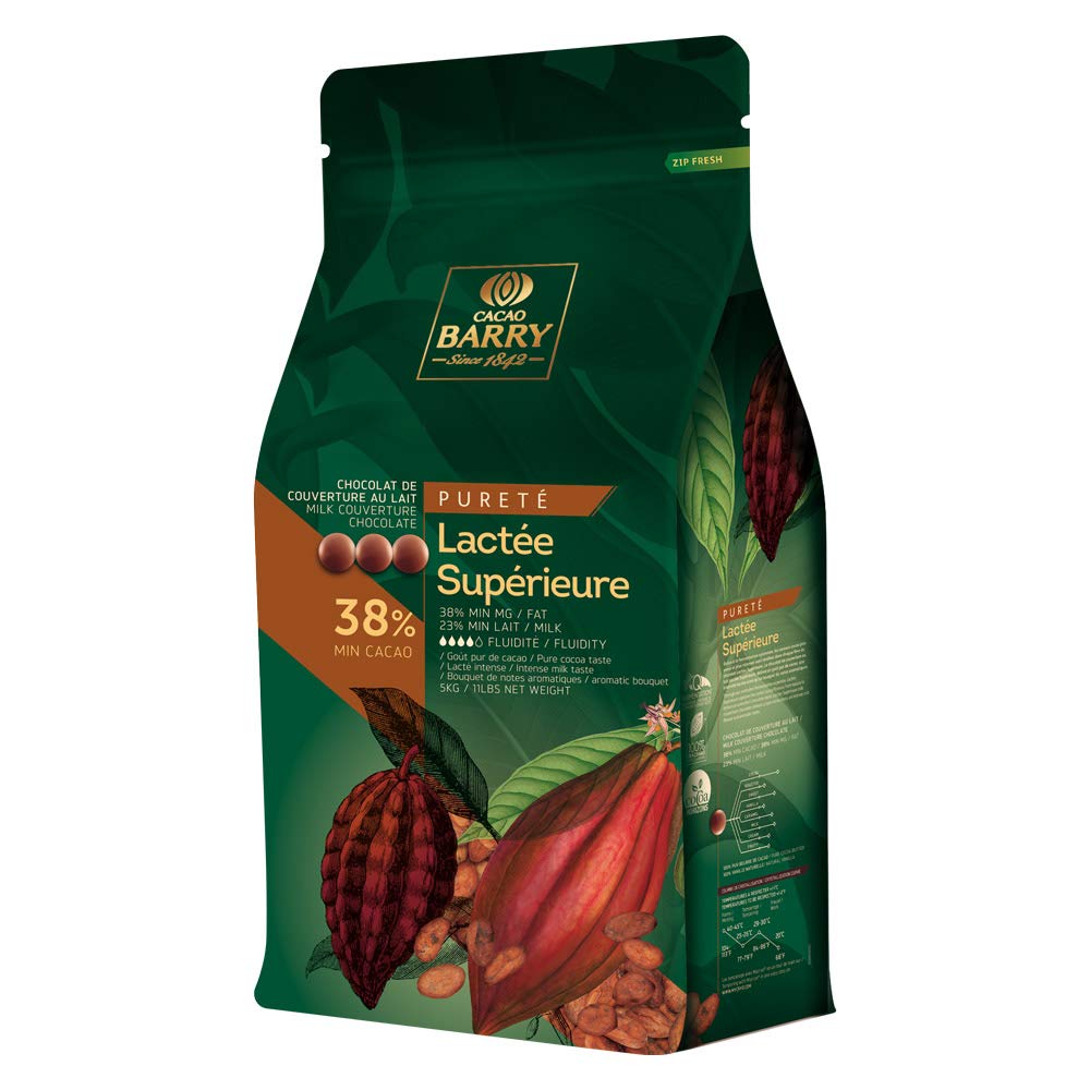 Cacao Barry Callebaut Lactee Superieure Milk Couverture Chocolate, Belgian, 38% Cacao, 5 kg, Kosher, Halal