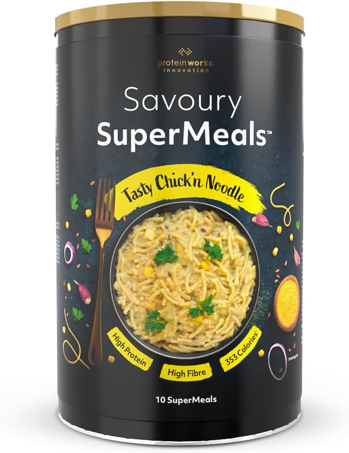 Protein Works - Savoury SuperMeals, Vegan & High Protein, 26 Vitamins and Minerals, 10 Meals, Tasty Chick’n Noodle, 900g