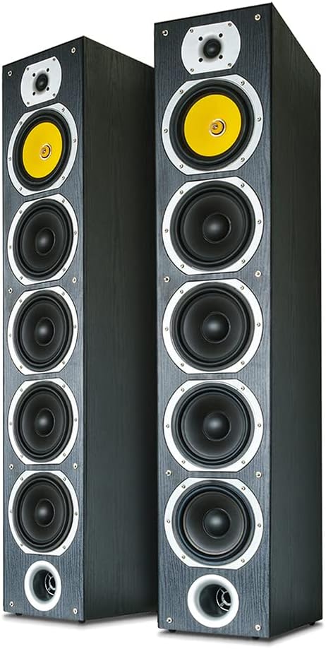 Fenton SHFT57B Floor Standing HiFi Tower Speakers Pair, 600W, Black Wood