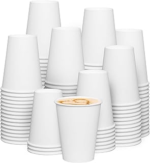Comfy Package [12 oz. - 300 Count Disposable White Paper Cups, Hot Coffee Cups - Eco-Friendly Hot Cups