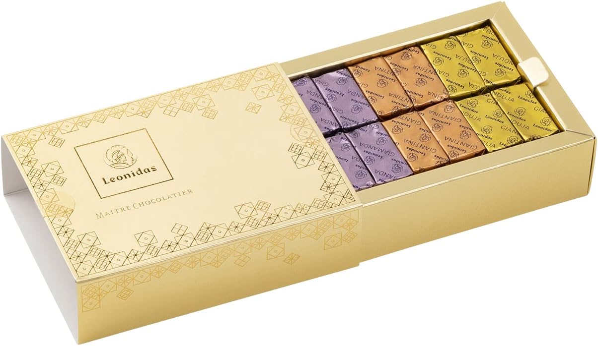 Leonidas Gianduja, Giantina, Giamanda 24 x Pure Hazelnut Praline Chocolates in Gift Box
