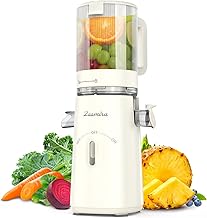 Cold Press Juicer, Updated Masticating Juicer Machines with 5" Feeding Chute Fit Whole Fruits &Vegetables, 99.6% Juice Purity, Streamlined Parts Easier to Clean/1.5L Capacity/2 Cups Included