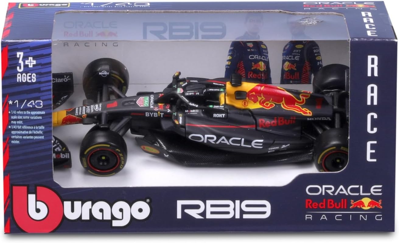 Bburago Formula 1 F1 RED BULL RACING RB19 2023 (Verstappen) Race Car - 1:43 Scale - Incredibly Detailed Die-Cast Replica Collectible Model Vehicle