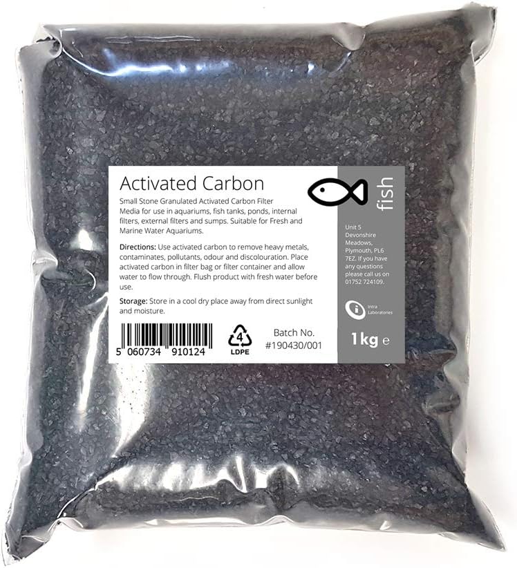 Intralabs Activated Carbon 1kg - Small Charcoal Granules Fish Tank Filter Media Aquariums