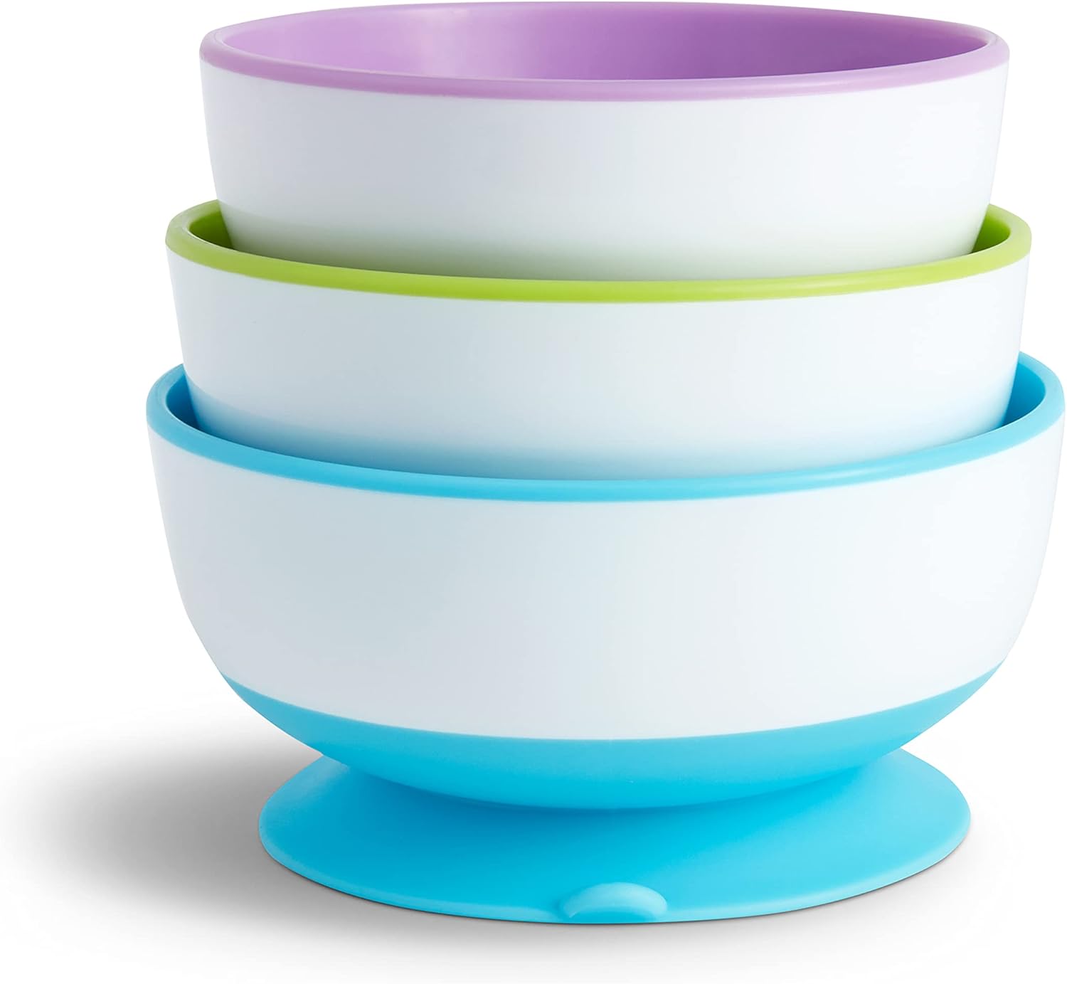 Munchkin Stay Put Baby Suction Bowl Set| Baby Bowls for Weaning| Baby Feeding Suction Dish Pack| for Babies & Toddlers 6 Months+|BPA Free Weaning Set for Babies| Microwave/Dishwasher Safe | 3 Pack