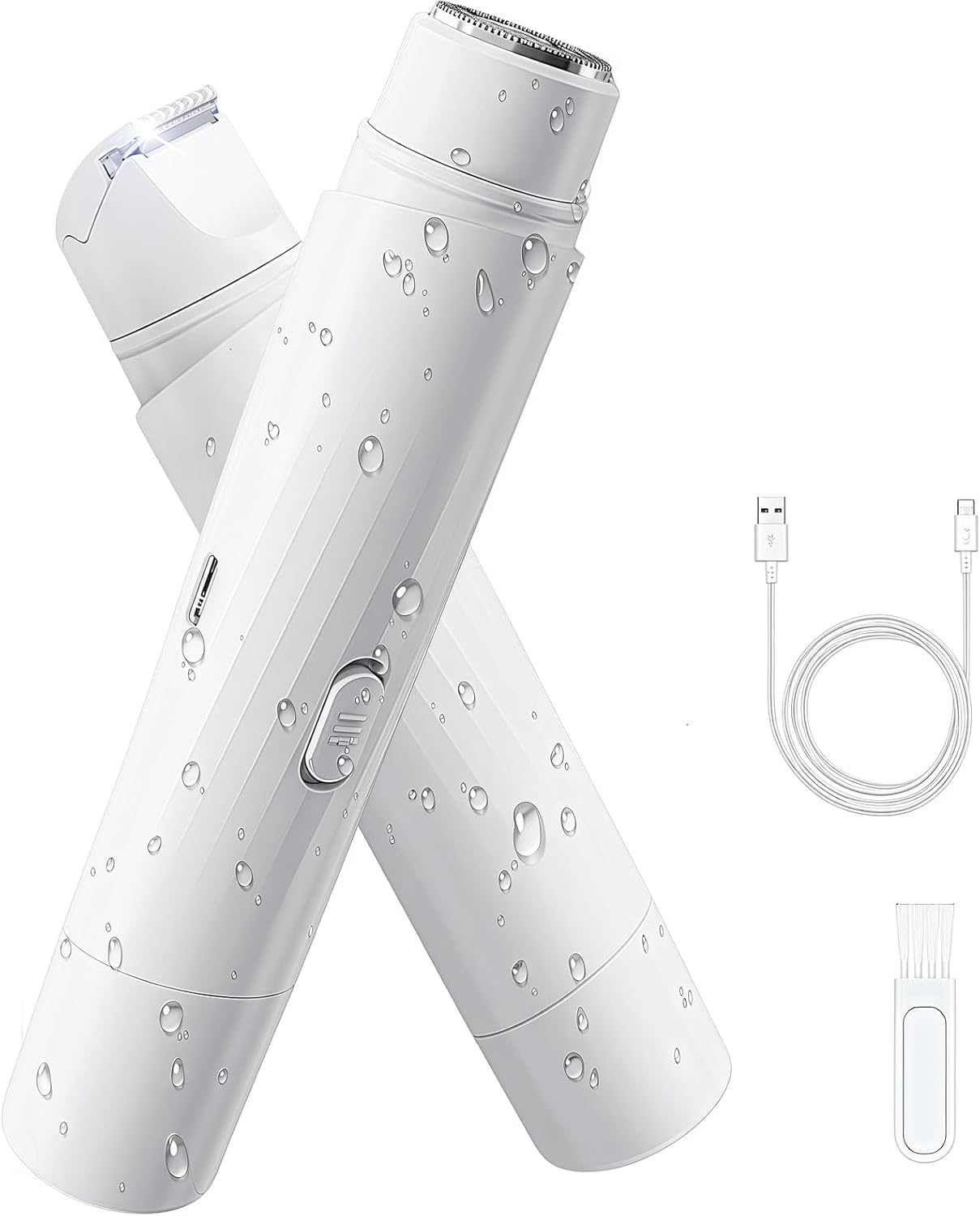 Dual Head Bikini Trimmer Women, 2-in-1 Pubic Hair Trimmer for Women, Waterproof Electric Hair Shaver for Lady Razor, Rechargeable Lady Shavers for Pubic Hair,IPX7 for Wet and Dry Use