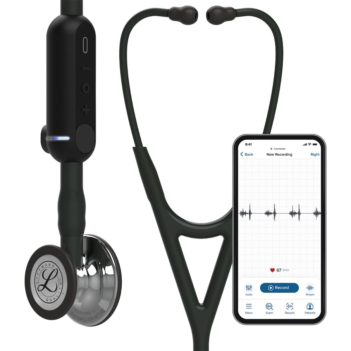 3M Littmann CORE Digital Stethoscope, Our Most Advanced Stethoscope Yet, Up To 40x Amplification, Active Noise Cancellation, In-App Sound Wave Visualization, Mirror-Finish Chestpiece, 8890