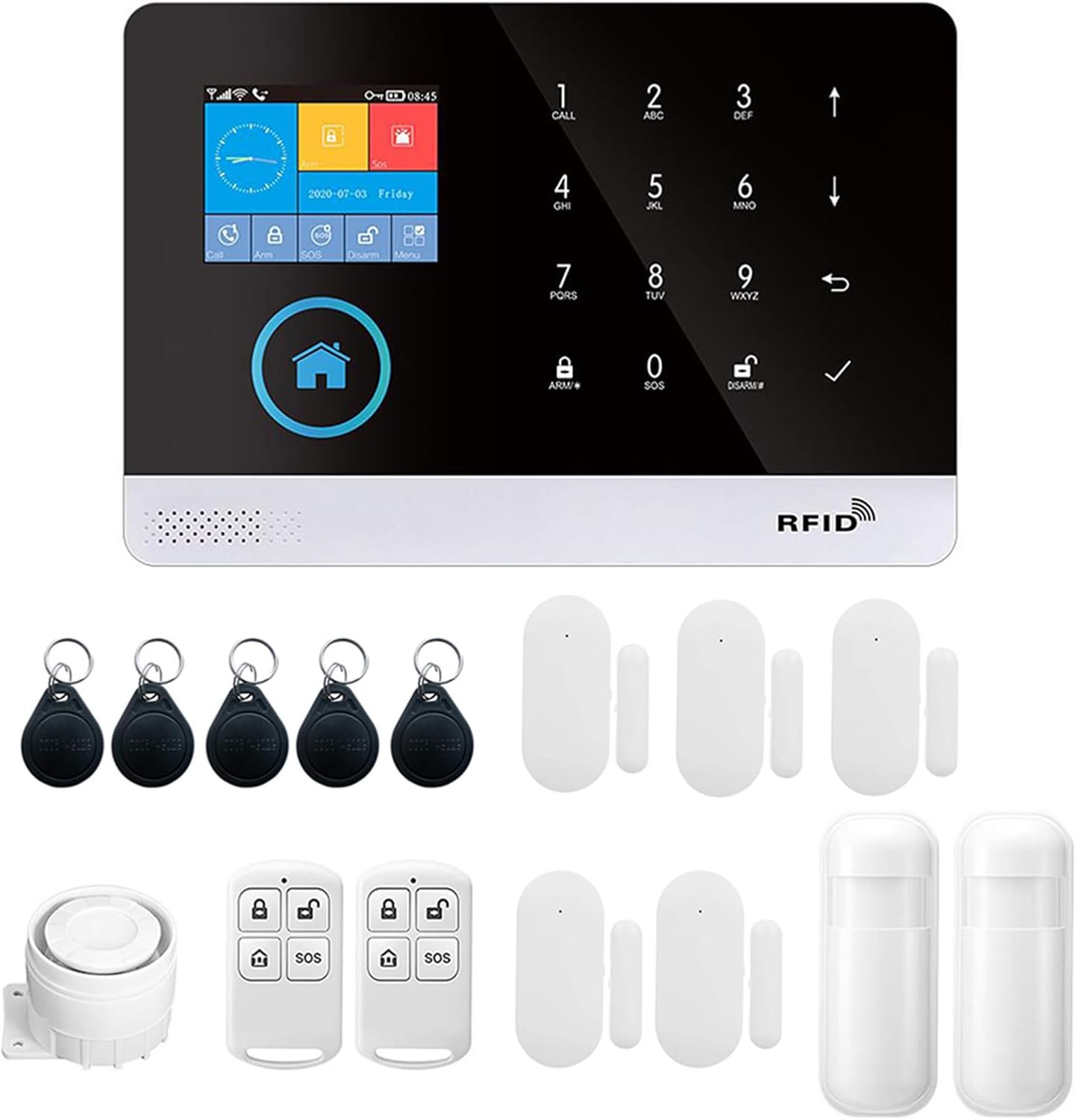 Swokely 433MHz Wireless WIFI + GSM Auto-dial Alarm Security System LCD Display Door Sensor Remote Control Compatible with Alexa Home Voice Control Smart Home Burglar Security Alarm System