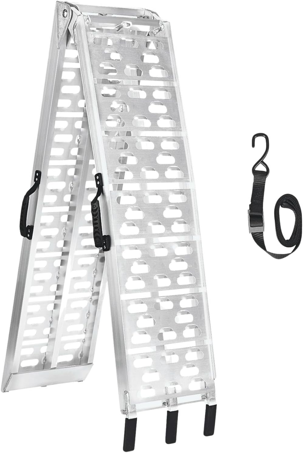 MAXIVMAN Aluminum Motorcycle Ramp with Handle – 750 Lbs Capacity, 7.5ft Folding Ramp with Load Straps for Pickup Trucks, Dirt Bikes, Motorcycles | 89" L x 12" W | 1 Pc