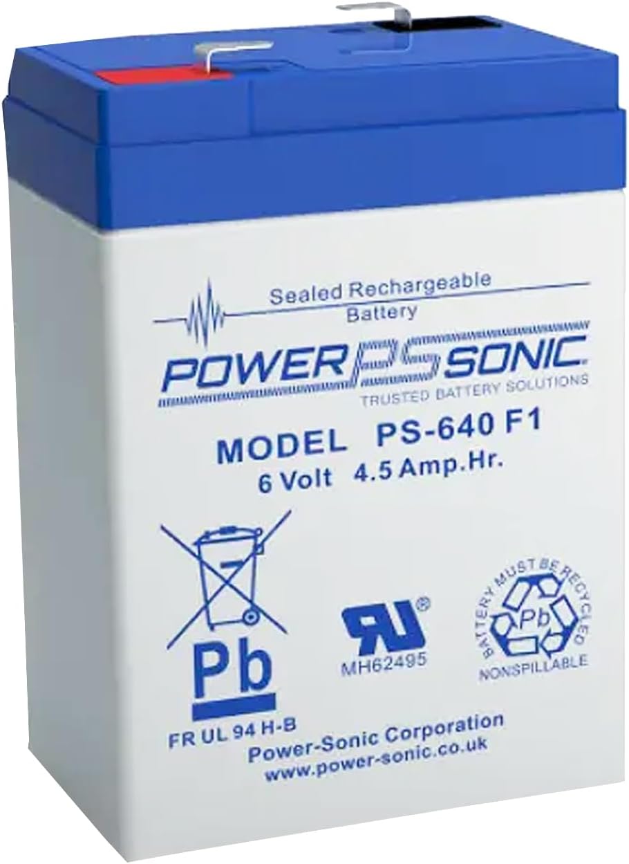 6V Battery, Power-Sonic 6 Volt 4ah battery, 6V 4.5Ah Lead Acid Rechargeable Battery For General purpose, Scooter, Quad Bikes, Childrens Kids Toy Car Battery, Ride on Motorcycle, Alarm, Bike,
