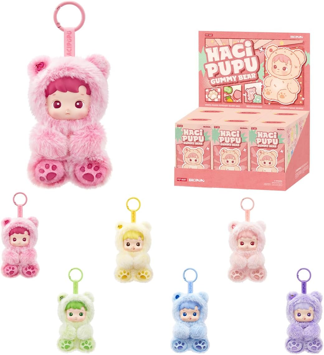 POP MART HACIPUPU Gummy Bear Series-Vinyl Plush Pendant Whole Set, Articulated Character Premium Design Gifts for Women Fan-Favorite Collectible Toy Art Toy Action Figure