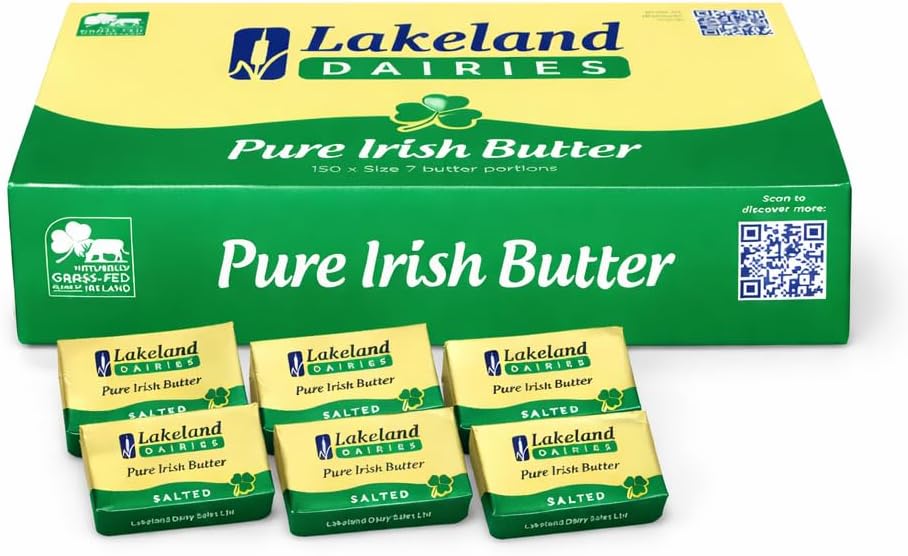 Lakeland Irish Butter 1 x 150 Individual Foil Wrapped Portions 6.2g From Great British Trading