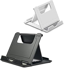 2 Pack Cell Phone Stand, Foldable Phone Holder for Desk Compatible with Phone 15 14 13 12 11 Pro Xs Xs Max Xr X 8, Nintendo Switch, All Phones, Black & White