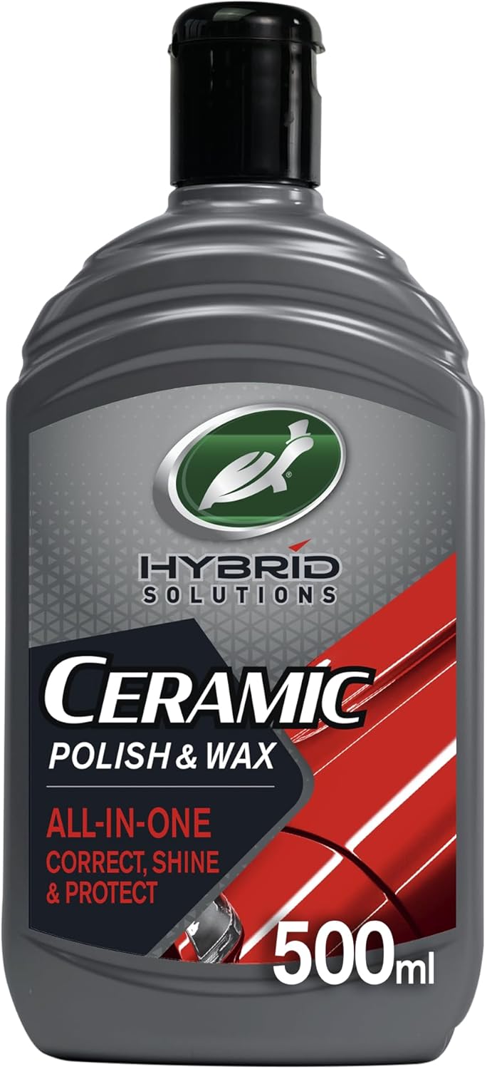 Turtle Wax 53341 Hybrid Solutions Ceramic Polish & Wax 500ml - All In One Scratch & Swirl Removal Treatment Delivers Long Lasting Clarity, Shine, Protection & Water Beading