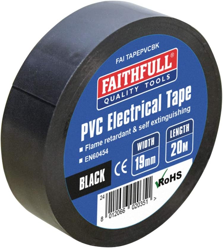 Faithfull FAITAPEPVCBK Black PVC Electrical Tape 19mm x 20M