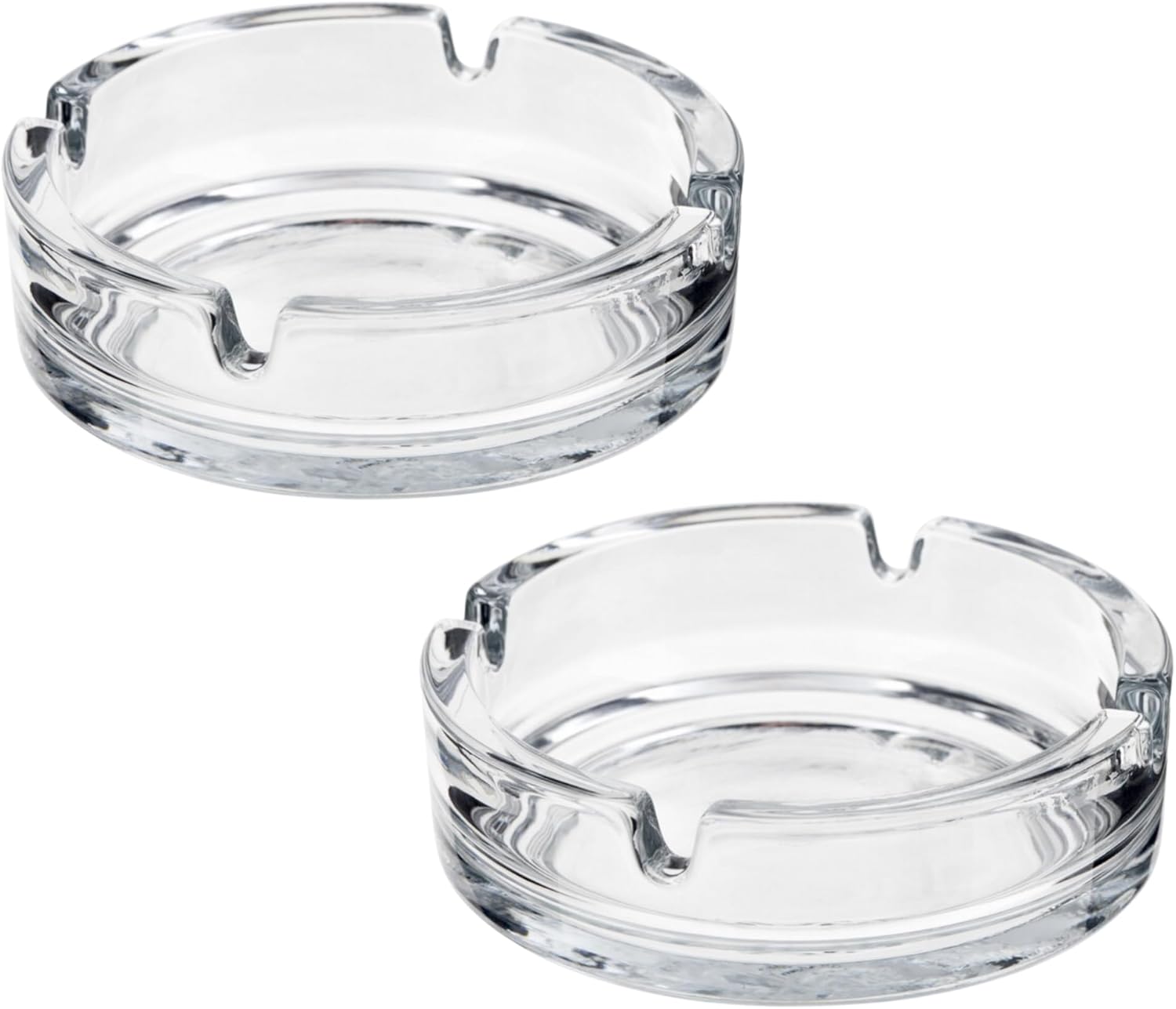 Set of 2 Round Glass Ashtrays for Inside or Outside | 2 x 10.5 cm Ash Trays Indoors | Ash trays Outdoors for Home, Garden, Bar or Pub