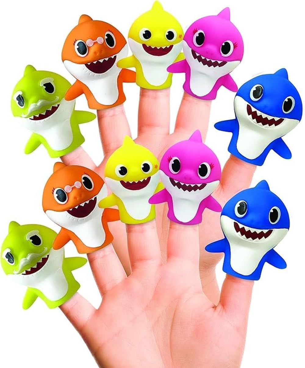 Nickelodeon Baby Shark 10 Pc Finger Puppet Set - Party Favors, Educational Story Time, Floating Pool & Beach Toys