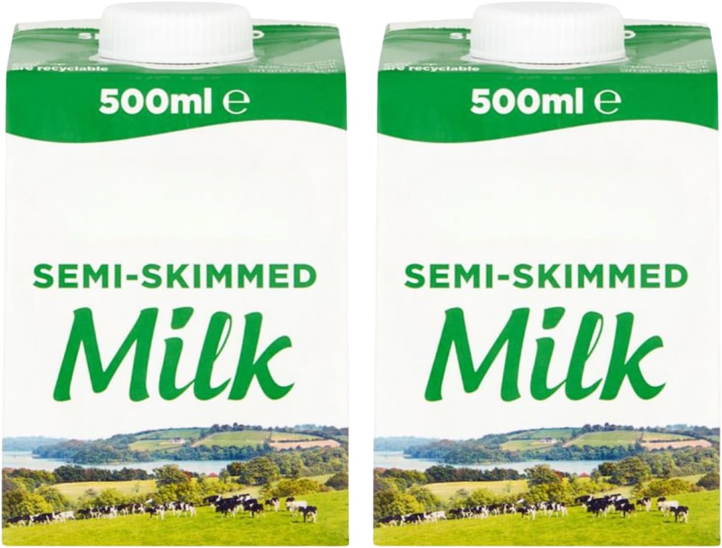 Welari UHT Semi-skimmed Milk 500ml Pack of 2 Full Fat 3.5% Long Shelf Life Calcium Vegetarian Dairy Drink Screw Top Catering Pantry compatible with lakeland dairy milk pot | (2pack) (1000ml)