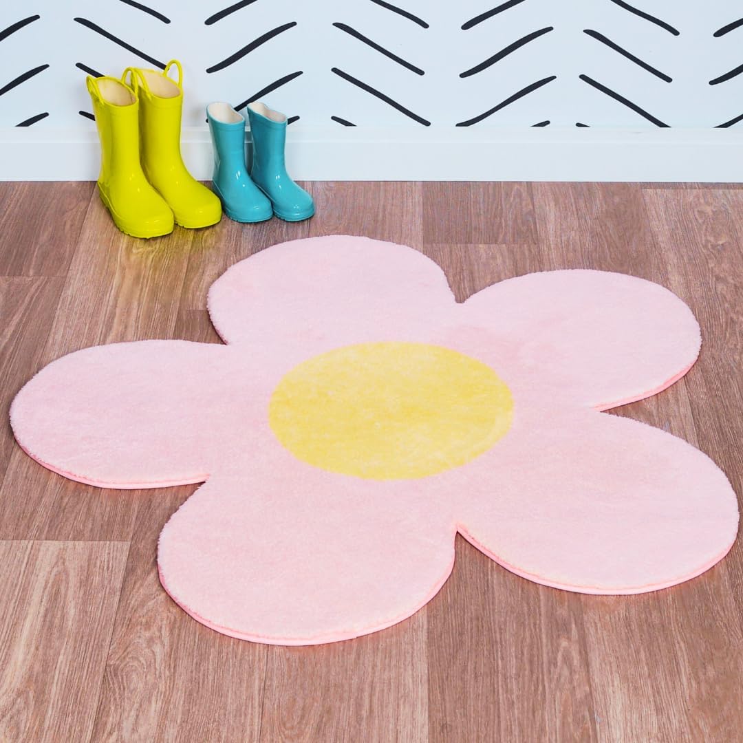 Flower Rug, 40 inches – Machine Washable, Ultra Soft, Nonslip – Cute for Kid’s Room, Bathroom, Girl’s Room, Dorm Room, Nursery, Bedroom, Bathroom, or Playroom
