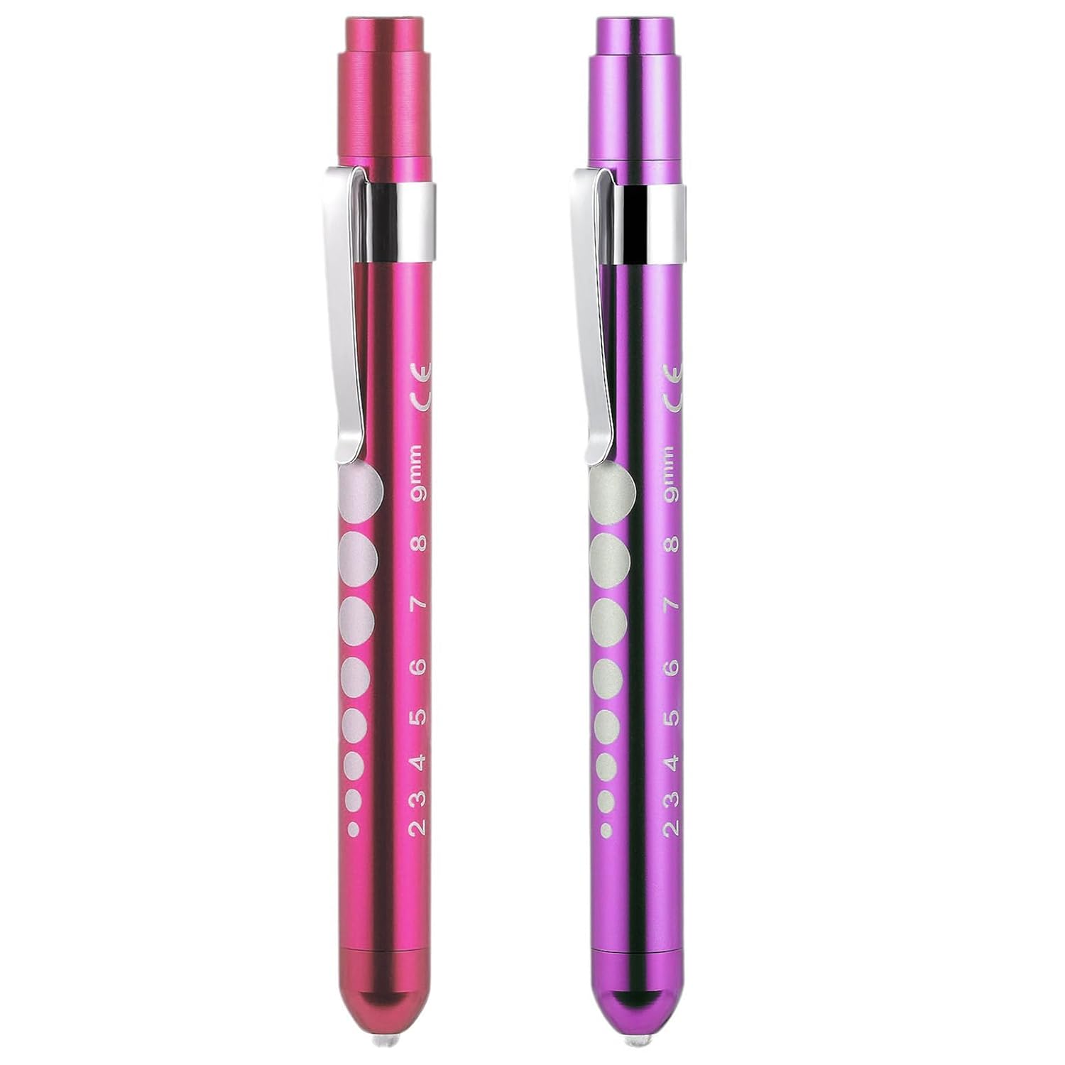 2 Pcs Pen Torch,Diagnostic Medical Penlight,Light LED Pupil Gauge Pen Torches,Mini Reusable LED Penlight Flashlight Pen Torch,Torch Doctor Nurse EMT Emergency Pen Light for Nurse Doctor(Purple+Pink)