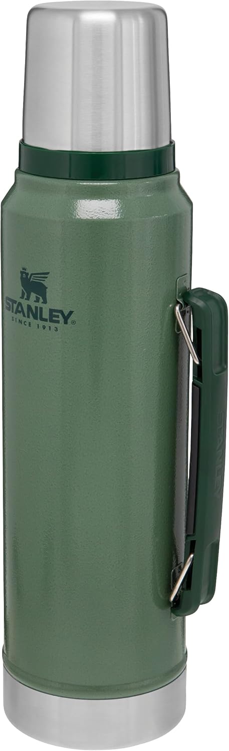 Stanley Classic Legendary Thermal Flask 1L - Keeps Hot Or Cold For 24 Hours - BPA-Free Insulated Bottle - Stainless Steel Coffee Flask - Leakproof - Dishwasher Safe - Hammertone Green