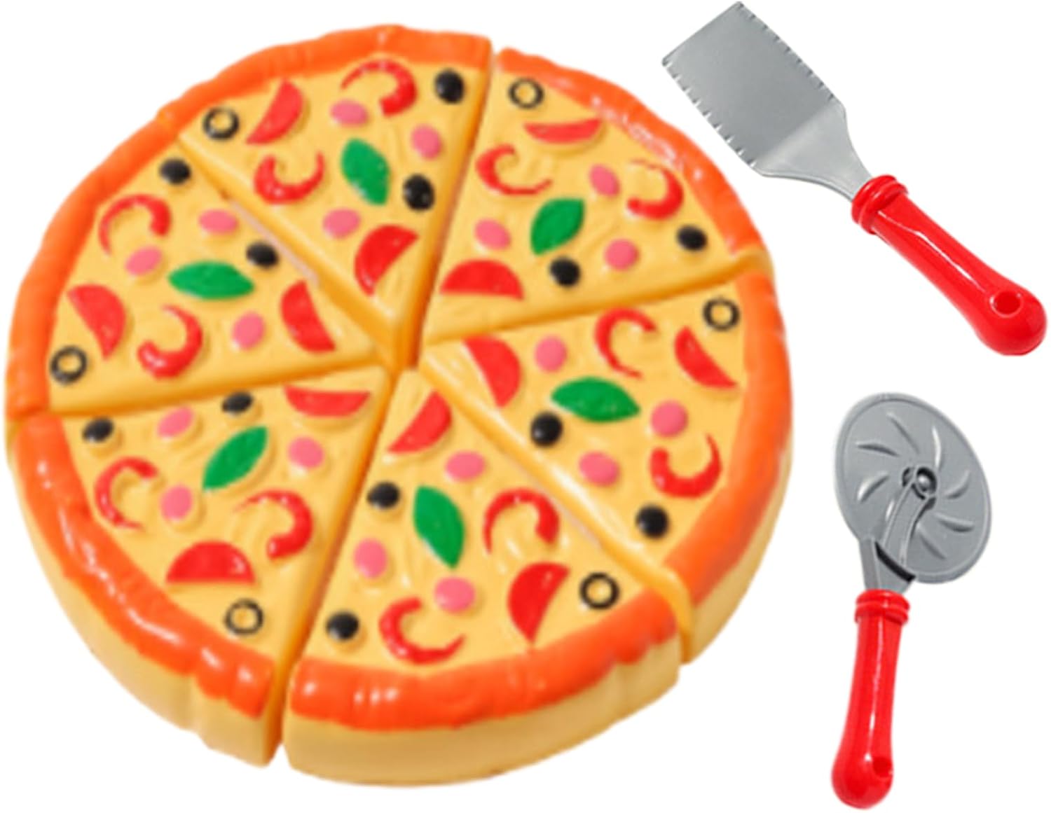 Fake Food Pizza Play Set - Toddler Cooking Toy | Educational Kitchen Toy For Kids, Interactive Pretend Play, Cutting And Cooking Game Set, Play Kitchen Accessories For Early Learning